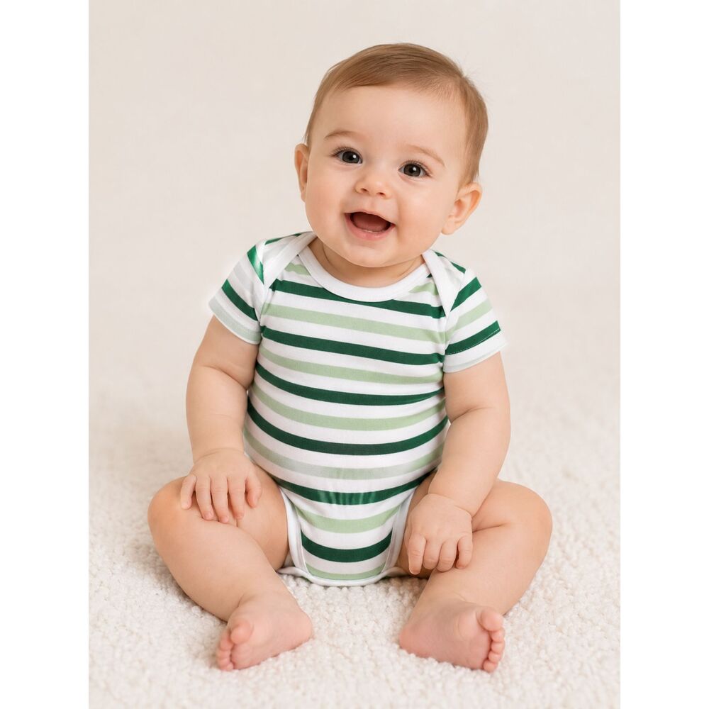 Nanit Organic Cotton Sleep Wear Bodysuit 6–9 Months Spruce Green Stripe NIP
